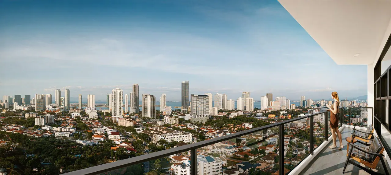 Balcony outlook over Penang city and the sea